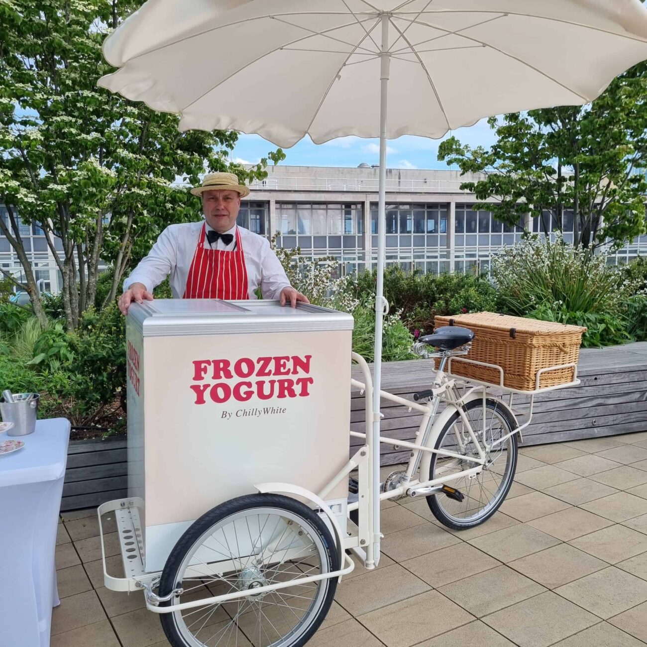Mobile frozen yoghurt tricycle catering for events across the UK