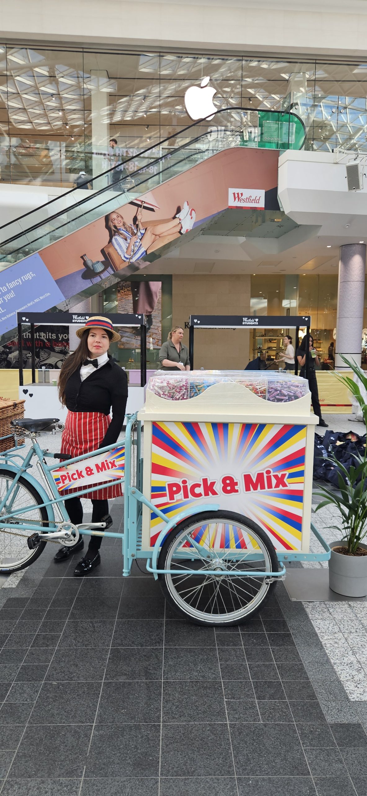 Enjoying a colourful pick & mix candy cart at Chilly White shopping centre.
