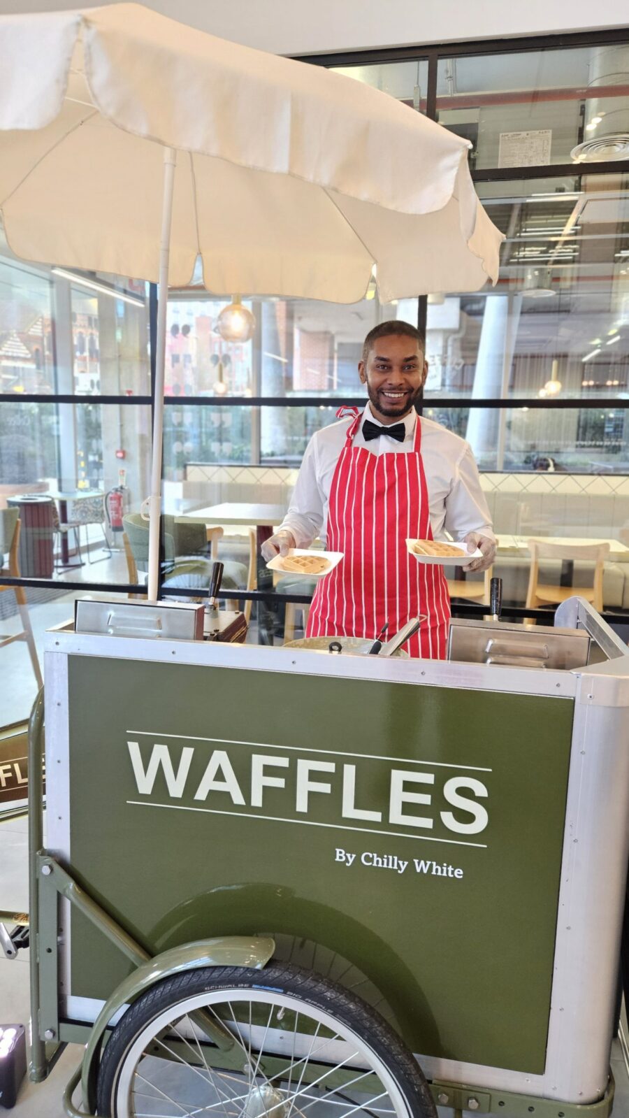 Chilly White Waffles Tricycle for unique dessert catering